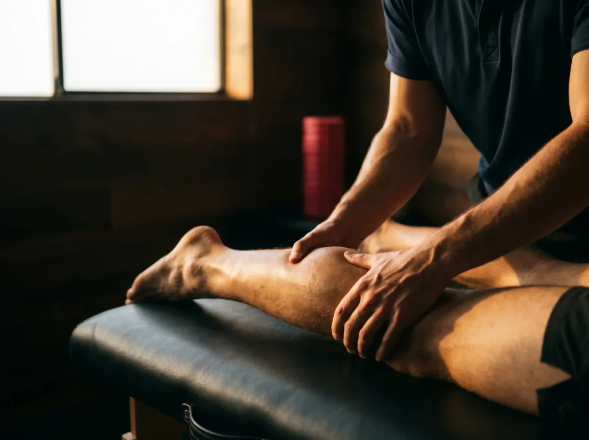 Hands-on sports physiotherapy treatment in progress